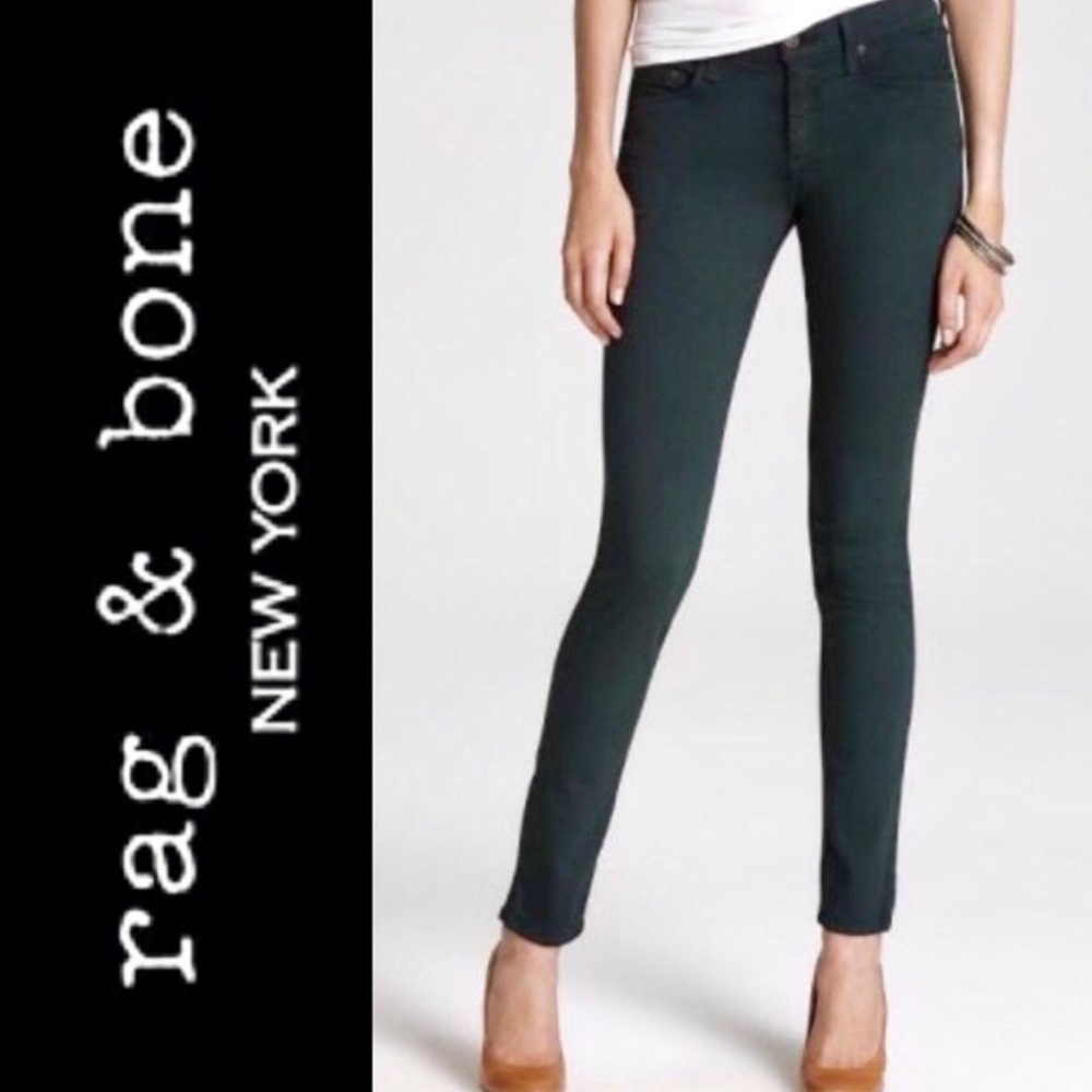 Rag & Bone Hunter Green Legging Skinny Jeans Sz 26